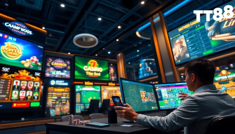 TT88's engaging online gaming interface showcasing vibrant casino games and sports betting options.