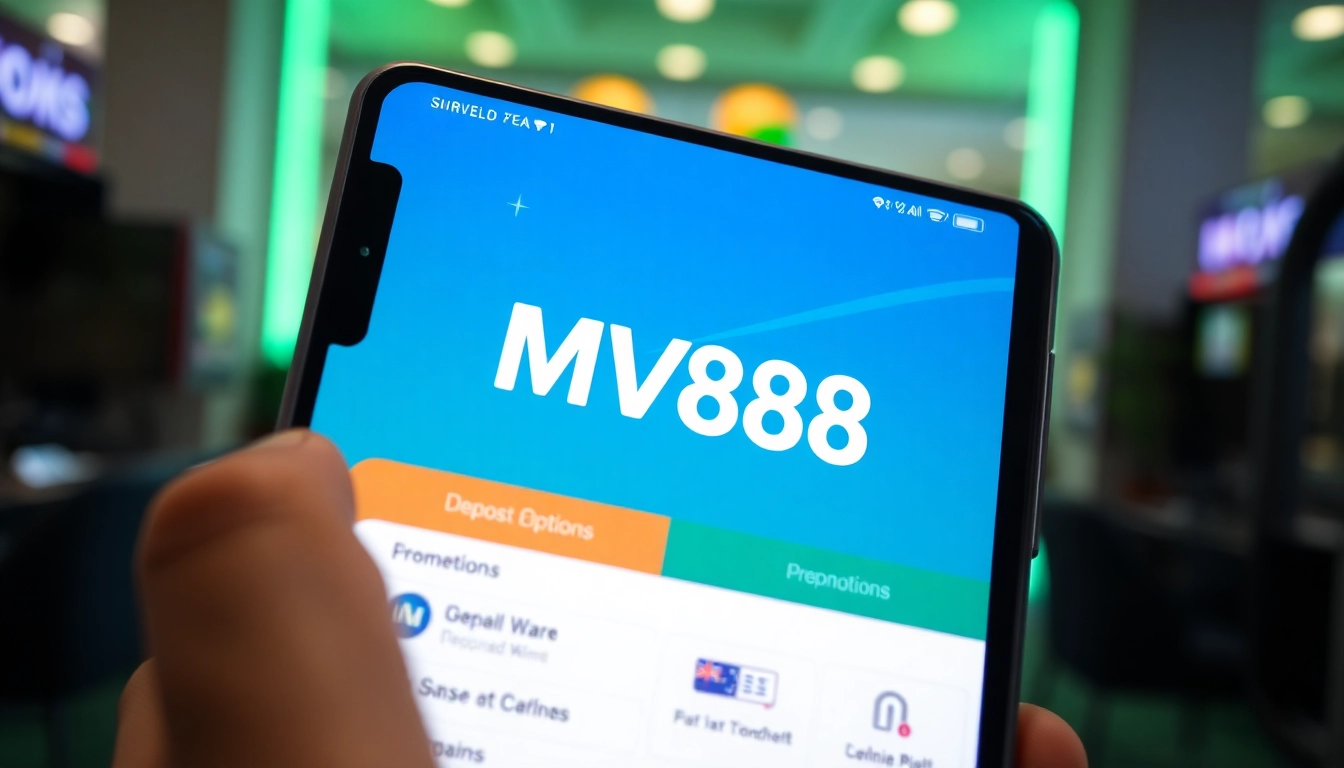MV88 online gambling app interface showcasing secure features and promotions.