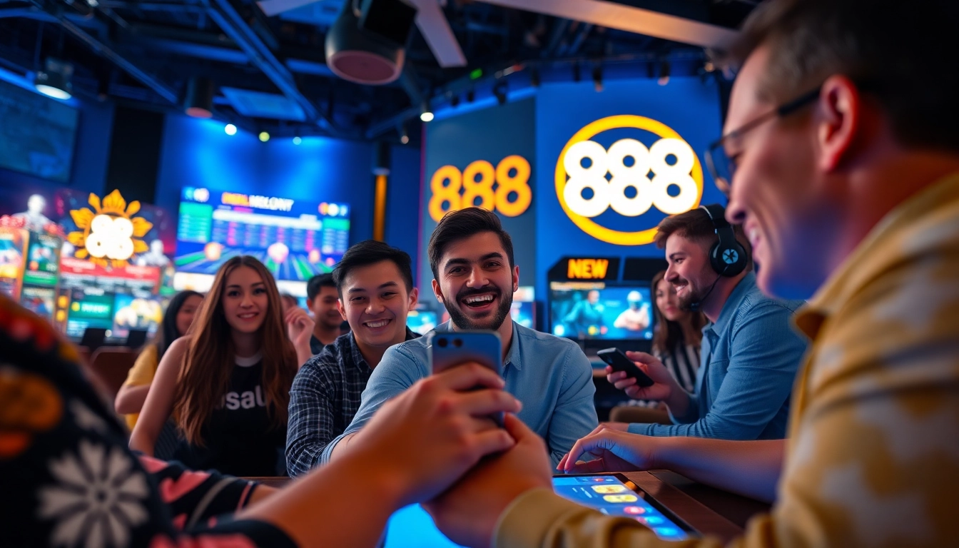 Engaging online gaming scene with diverse players enjoying 888new's exciting platforms.