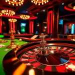 Casino roulette table with vibrant chips and elegant dealer spinning the wheel.