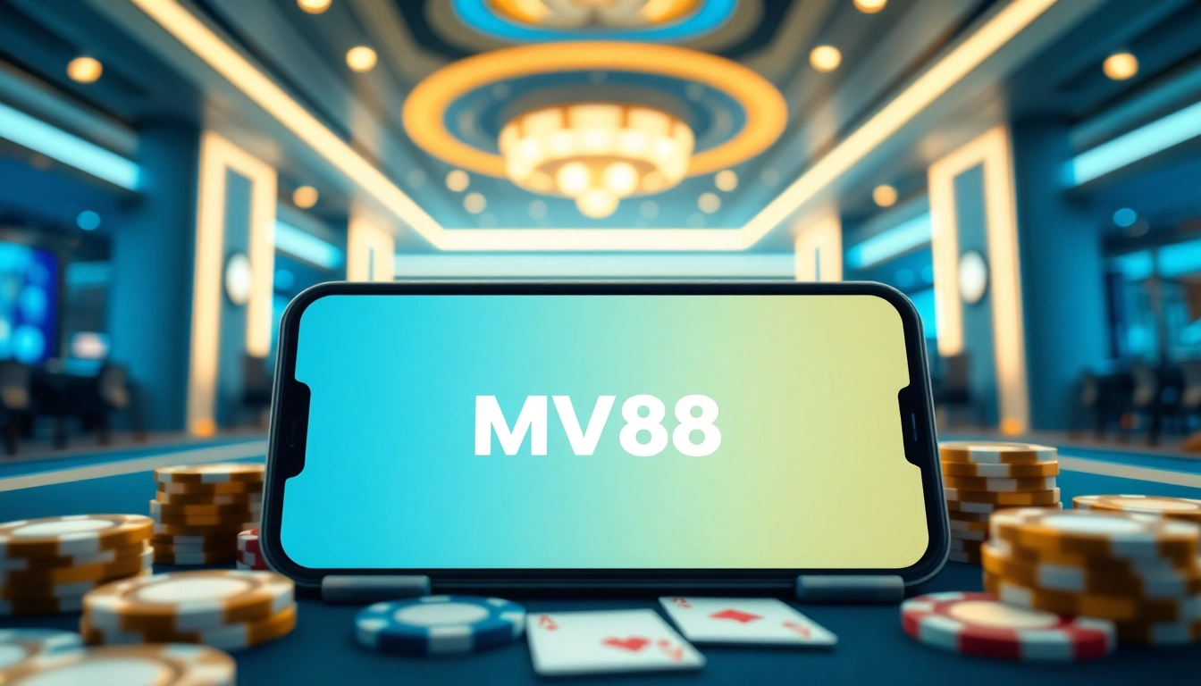MV88 app interface in a modern digital gambling setting, showcasing secure USDT transactions.