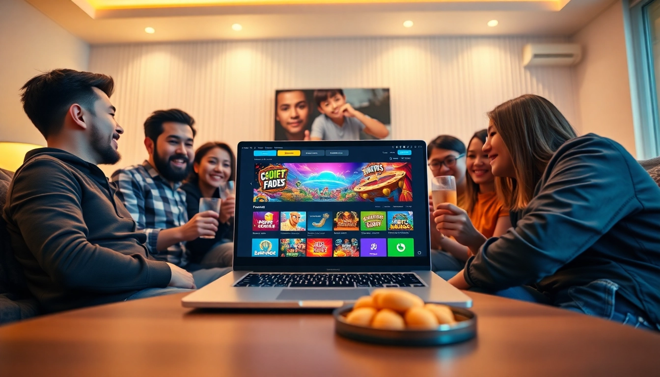 Engaging online gambling scene with friends using the RR88 platform, showcasing vibrant games.