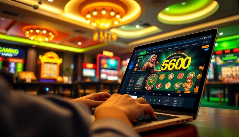 MM88 platform user enjoying an online casino experience with vibrant games and promotional banners.