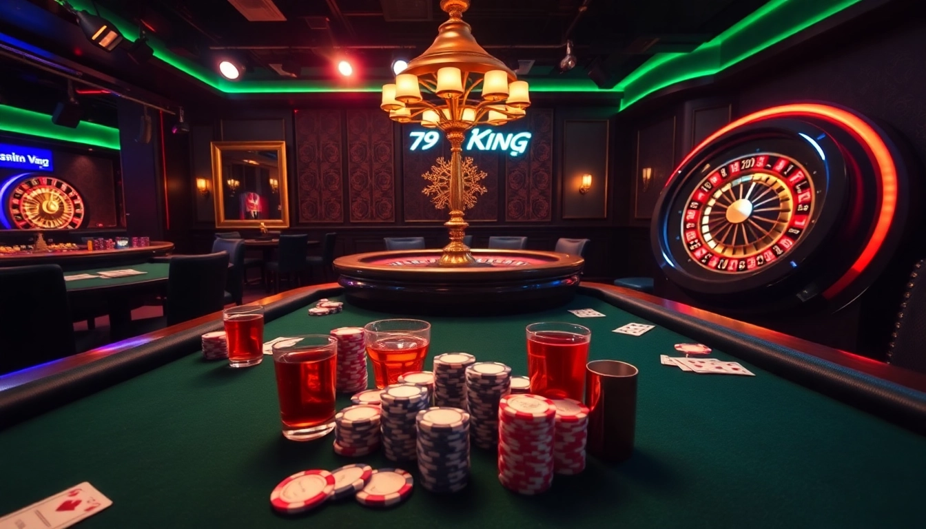 79king showcases an exciting betting action at luxury poker tables with premium chips and roulette wheel. Enjoy the thrill of the game.