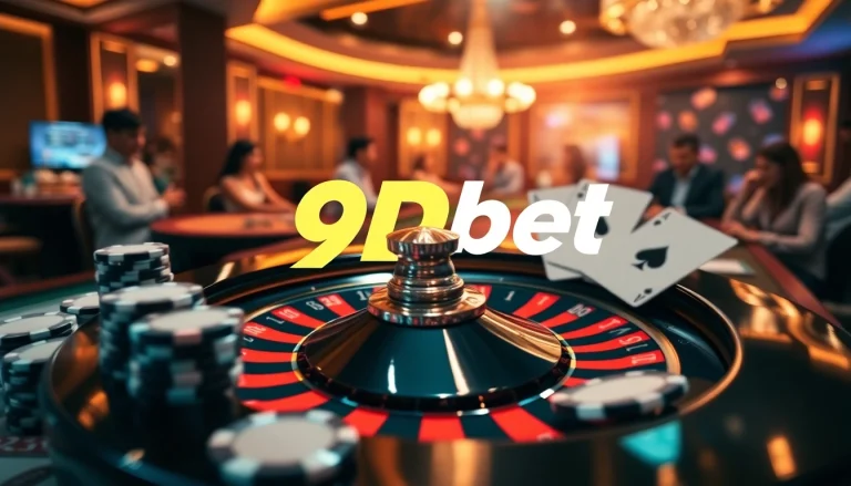 Experience the thrill of winning at 9Dbet's luxurious casino games with vibrant roulette and poker.