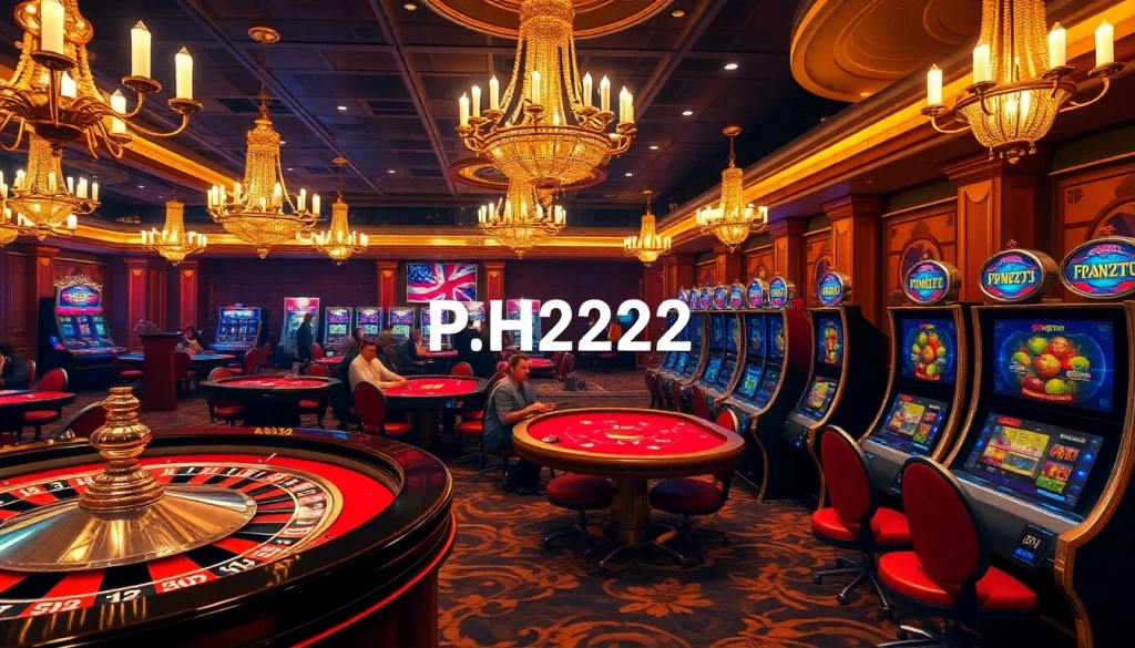 Experience the excitement of PH222 in a luxurious casino setting, complete with poker tables and slot machines.