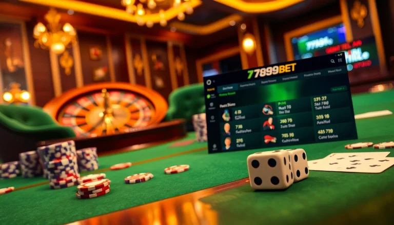 Players enjoying the excitement of betting at 789BET casino with vibrant gaming elements.