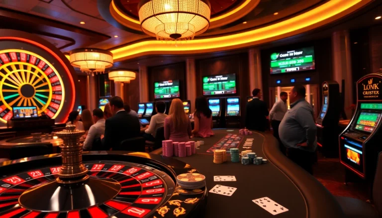 Experience an exciting game at luck8 casino's vibrant table with colorful chips and a roulette wheel.