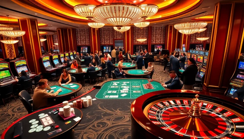 Gambers enjoying an exciting game at https://xx88.pizza/ casino with vibrant tables and intense atmosphere.