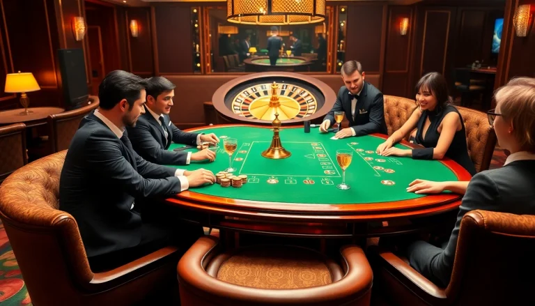 Experience the thrill of high-stakes poker at thabet1 net, surrounded by elegant players and a luxurious setting.