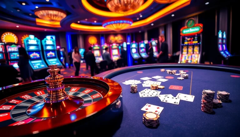 Experience the excitement of gambling at https://gg88.mov/ with a luxurious casino setting featuring poker chips and roulette.