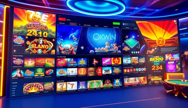Okwin online gaming platform interface showcasing diverse games and vibrant colors