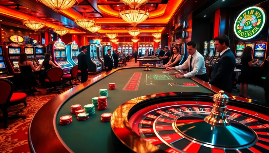 THABET casino scene showcasing players enjoying high-stakes gambling excitement.