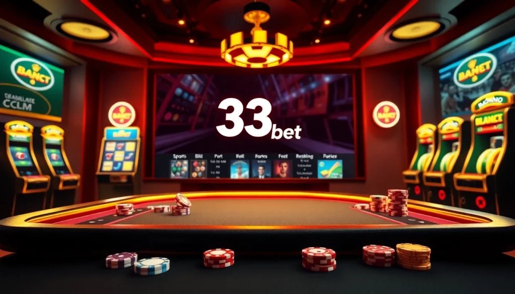 Experience the thrilling world of 333bet with vibrant digital gambling interfaces and casino elements.