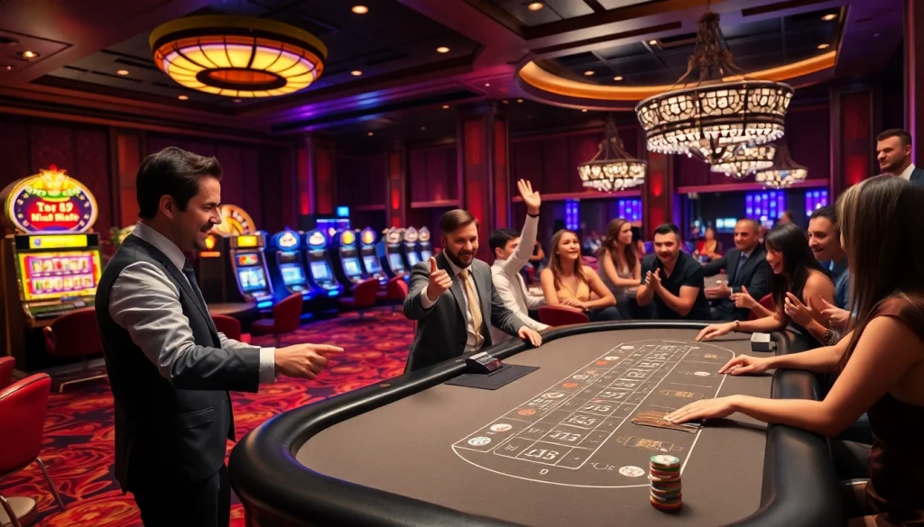 KJC-themed casino scene showcasing an exciting blackjack table and vibrant ambiance.