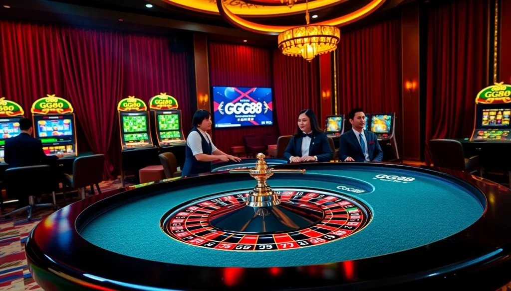 Experience thrilling casino action at GG88's luxurious gaming tables and vibrant environments.