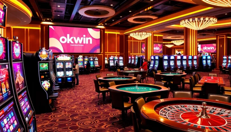 Experience the thrill of gambling at Okwin with vibrant gaming tables and engaging slot machines.