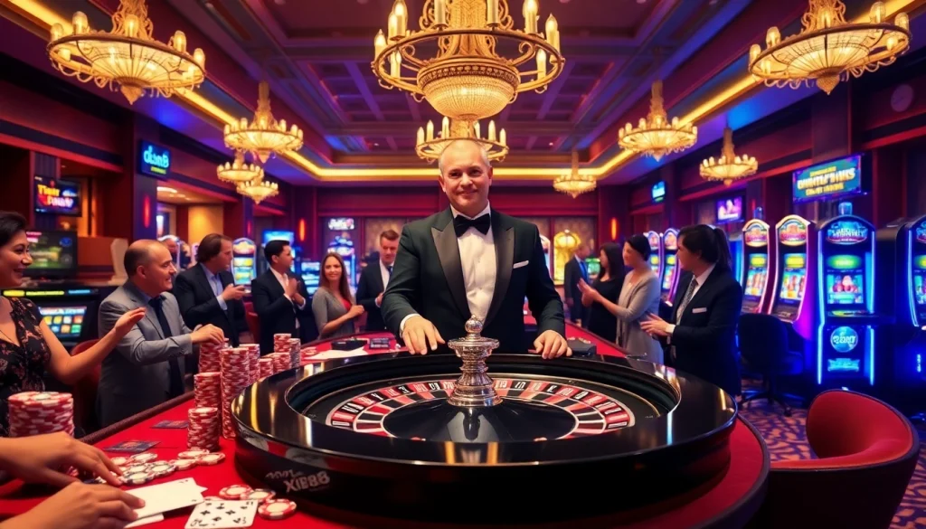 Experience the thrill of gambling at XX88 with a lively casino scene featuring roulette and poker.