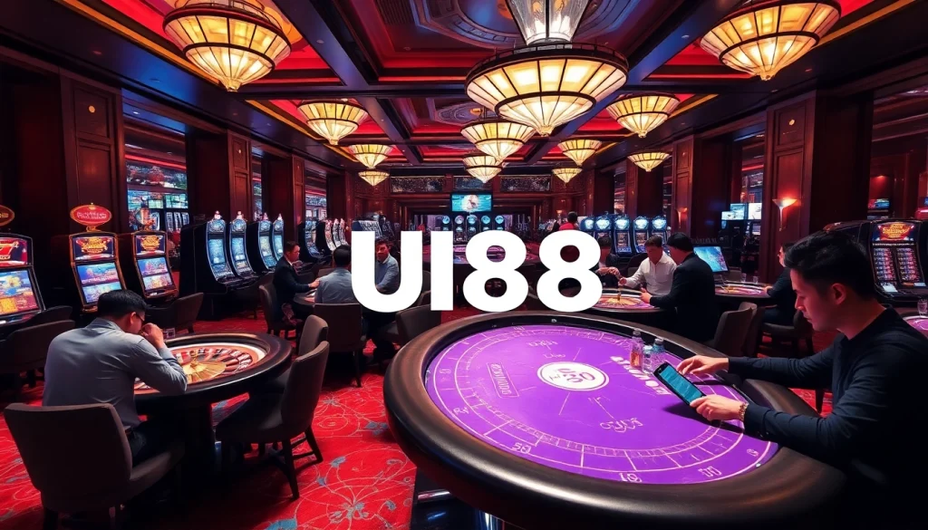 Experience the excitement of gaming at UU88 with luxurious casino interiors and dynamic gambling action.