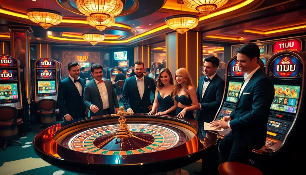 Players enjoying an exciting 11UU casino experience at a roulette table.
