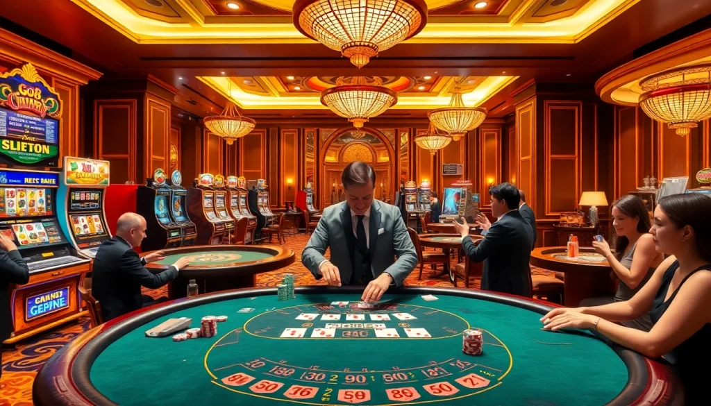 Players strategizing their bets at a Go8 poker table in a vibrant casino.