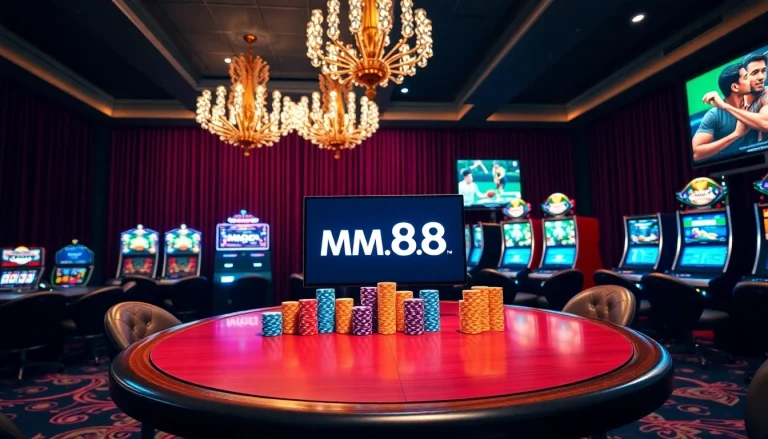 Exciting poker game scene with MM88.COM logo, capturing the essence of online gambling.
