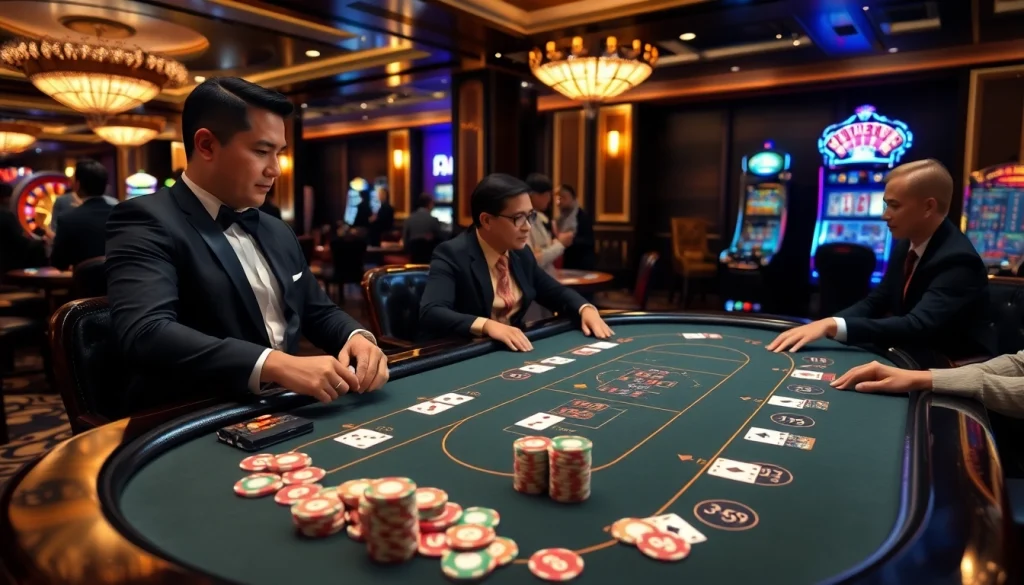 kubet77 poker players enjoying high-stakes game at a luxurious casino table