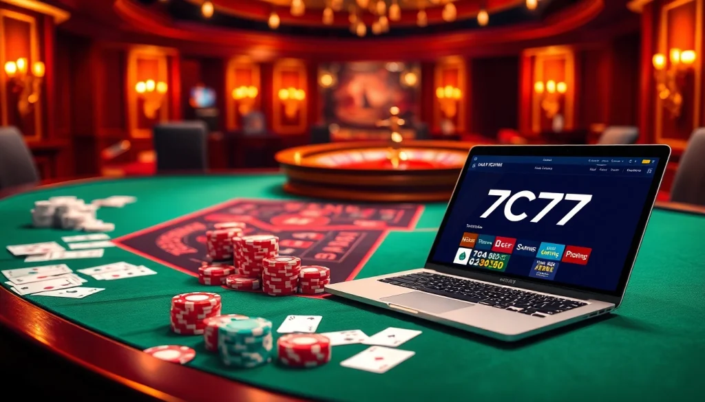 Engaging slot machine action at 7C77 casino, featuring vibrant visuals and high stakes.