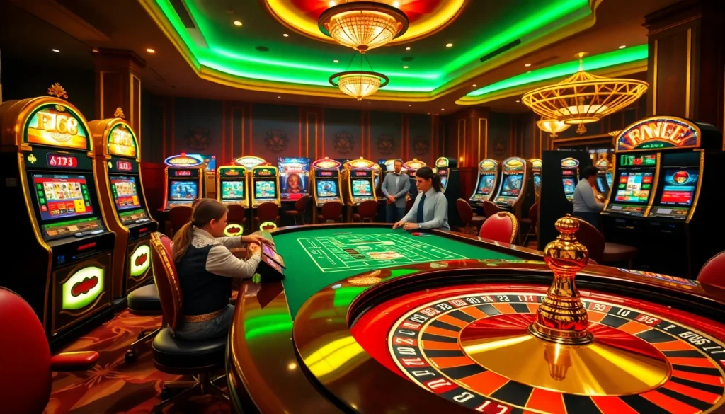 Experience thrilling gaming action at F168 casino with vibrant tables and immersive slot machines.