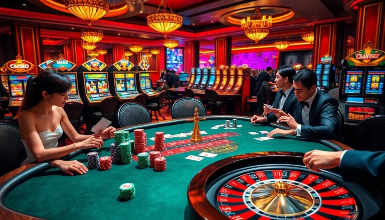 A sophisticated poker game scene representing the luxury and excitement of vn168 casino gaming.