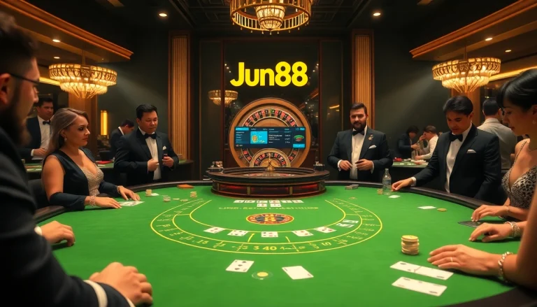 Experience the thrill of baccarat at Jun88 with a luxurious casino environment and engaging gameplay.