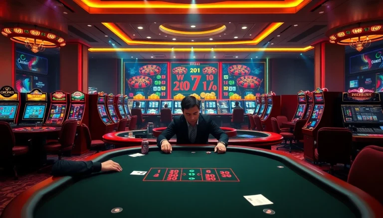 Experience the excitement of online gambling on trang chủ okwin with vibrant casino visuals.