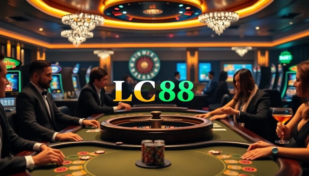 Experience thrilling bets at LC88 with vibrant casino elements and eager players.