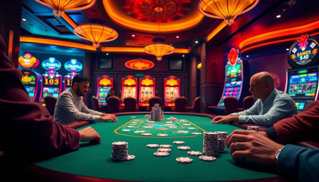 Experience thrilling gameplay at https://marvelbet.site/ with vibrant casino scenes showcasing poker chips and tables.
