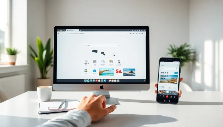 Sogou浏览器 user-friendly interface displayed on modern devices in a bright office setting.