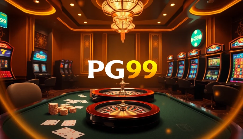 Exciting gaming table at https://p9pg999.com/ with poker chips and roulette wheel for online gamblers.