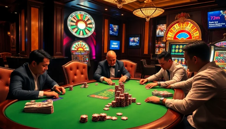 Players in a sophisticated casino table showcasing poker strategies at 7m.
