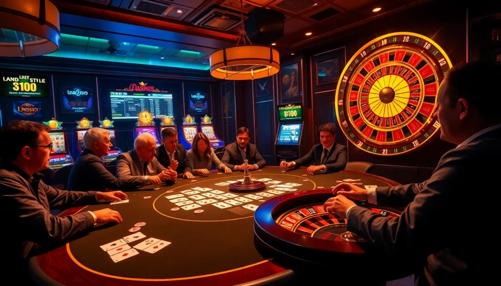 Engaging scene of online gambling with luck8-themed casino table and players in action.