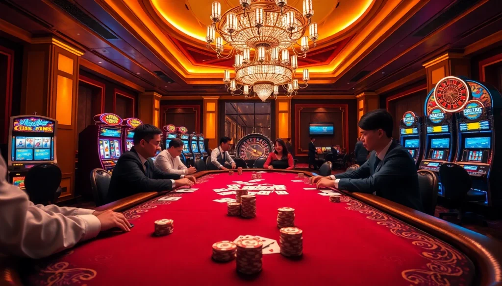 Experience OK9 Dang Nhap at a high-stakes poker table with professional gameplay and vibrant casino elements.