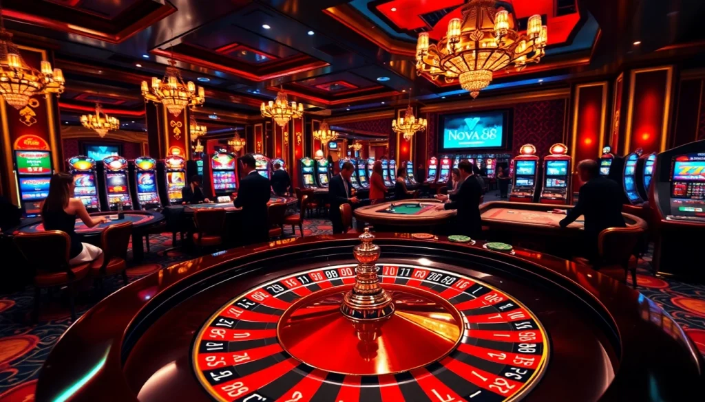 Experience the thrill of gaming at nova88 with vibrant casino tables and slot machines.