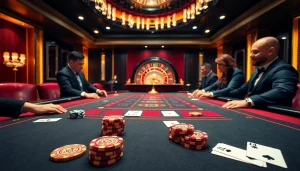 Exciting casino action at xn88 featuring players at a blackjack table immersed in high stakes.