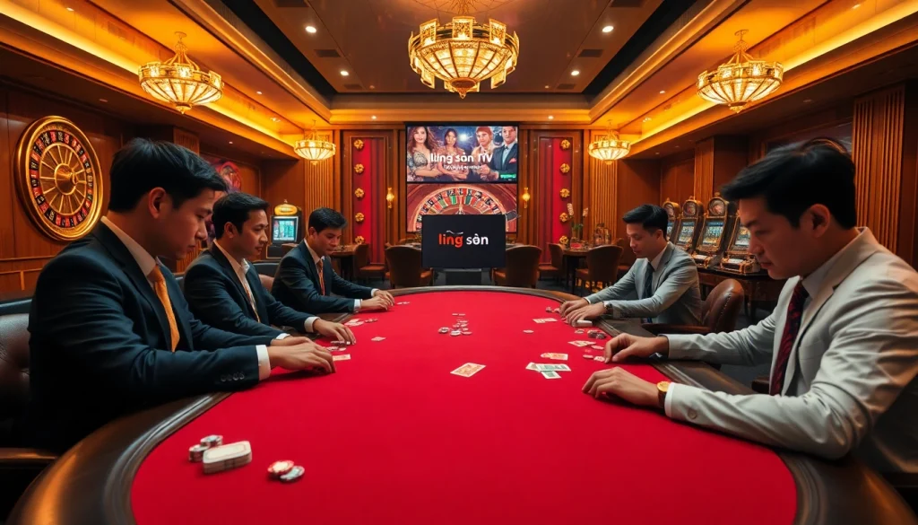 Gamblers experience the thrill of strategy at a poker table with lương sơn tv branding optimally showcased.