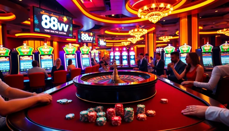 Experience the thrill of 88vv with luxury casino gaming, featuring roulette and poker excitement.