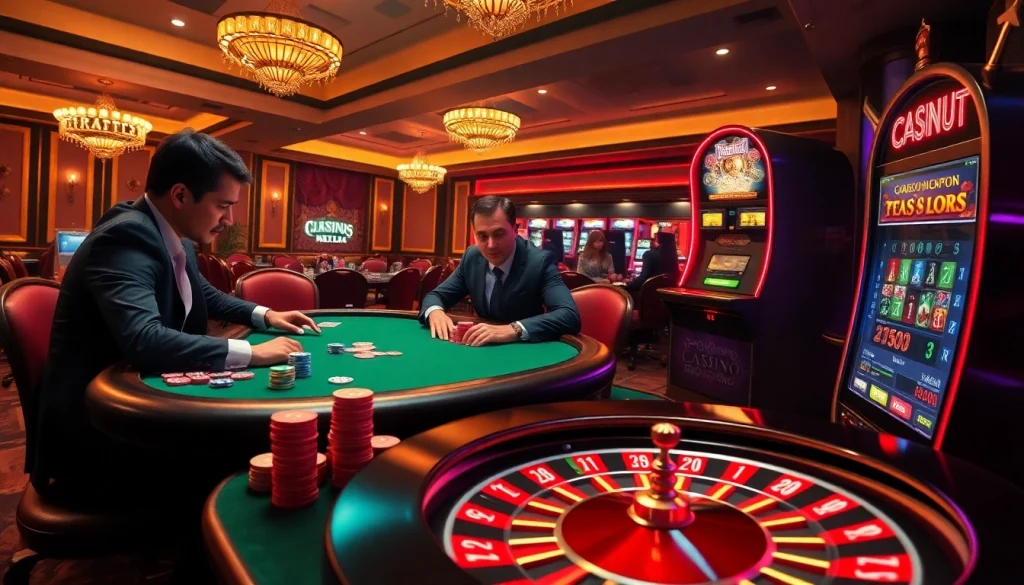 Gamble strategically at the poker table with SC88-themed chips in a luxurious casino setting.