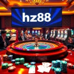 Engaging casino scene featuring vibrant roulette and hz88 gaming elements for an exciting atmosphere.