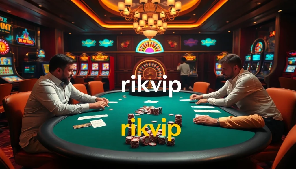 Experience the thrill of gambling at rikvip with vibrant poker games and luxurious casino ambiance.