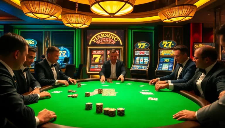 Players at a luxurious poker table compete for victory in the 79king gambling experience.
