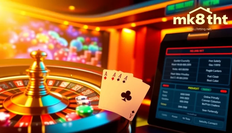 Experience thrilling online betting at https://mk8th.net/ with a vibrant casino scene featuring roulette, winning poker hands, and exciting betting options.