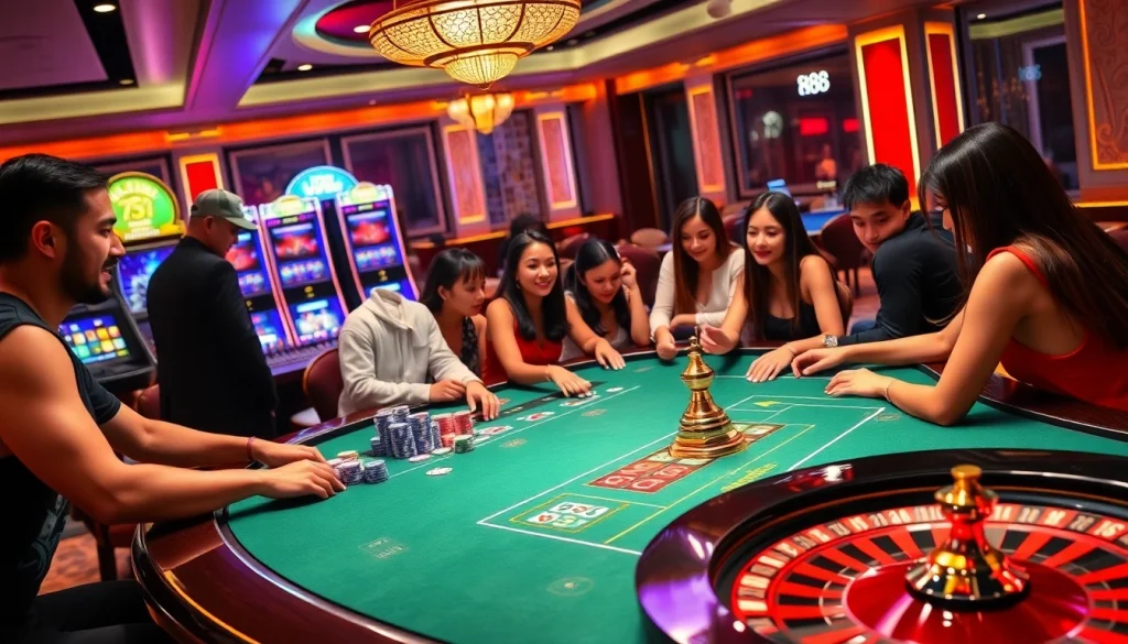 Experience the thrill of NK88 with vibrant casino games and dynamic players enjoying the excitement.