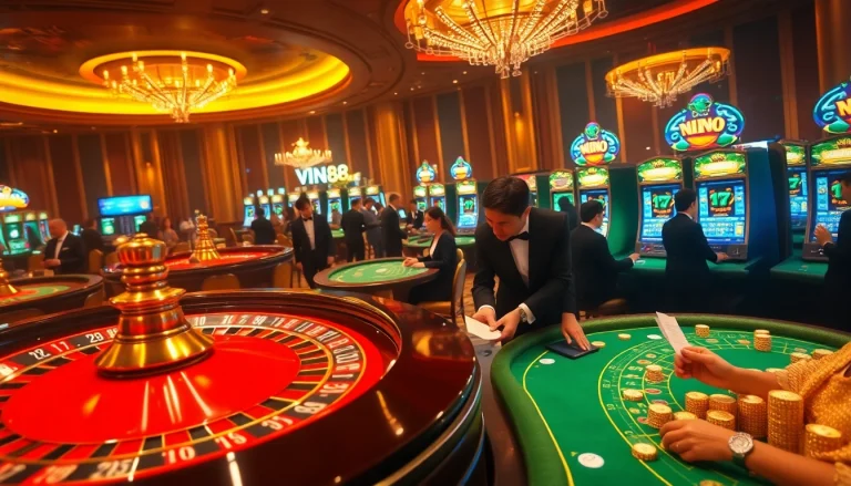 Play engaging casino games at VIN88, featuring lively roulette wheels and glamorous poker tables.